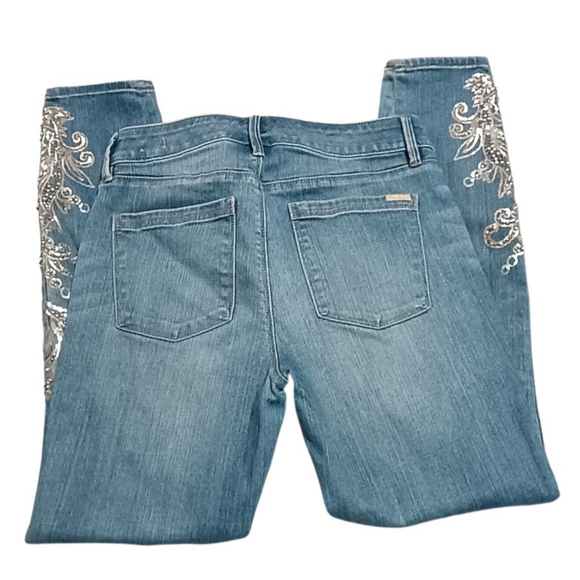 White House Black Market Denim - White House Black Market Elegant Embroidered Denim Jeans Women's Size 4